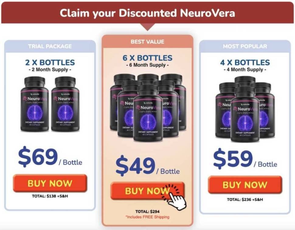 bottle NeuroVera offer for first-time buyers at a reduced price